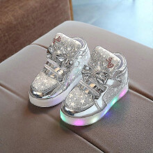 (21, silver) Light Up Shoes Flashing Breathable Sneakers Luminous Casual Shoes For Kids