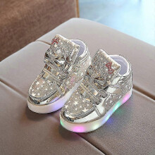 (29, gold) Light Up Shoes Flashing Breathable Sneakers Luminous Casual Shoes For Kids