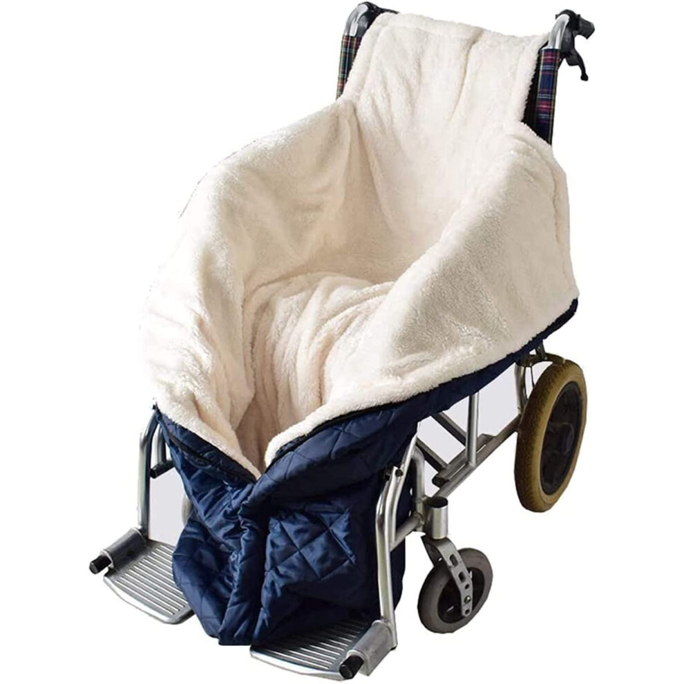 Waterproof Fleece Wheelchair Blanket, Plush Lined Warmer Cover with Zipper and Adjustable Straps