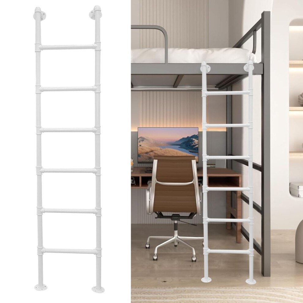 Wrought Iron Egress And Bunk Bed Ladder 330Lbs Capacity, Adjustable Wall/Floor Mount Loft Ladder For Basement Window Well And Garage 9330225397939