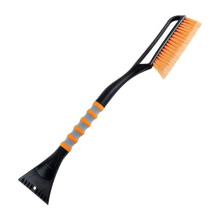 2 in 1 Extendable Car Snow Brush and Ice Scraper with 360 Rotating Head and Foam Grip Handle, Orange 26.38in