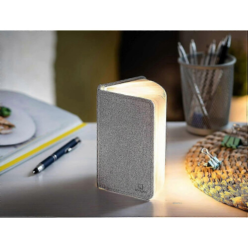 (Mini, Grey) Smart Linen Book Desk Lamp with USB Rechargeable LED Light for Work Office 1
