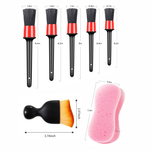 Car Detailing Brush Set 7Pcs Auto Interior Cleaning Kit with Soft Microfiber Head and Multi‑Size Brushes 1