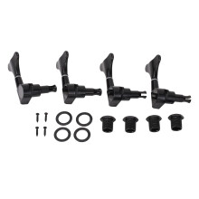 4R Bass Tuning Pegs Black Metal 17:1 Gear Ratio Sealed Machine Heads for 4 String Bass