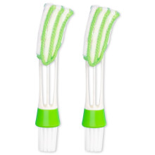 2 PCS Venetian Blind Cleaner Microfiber Duster Brush 2 in 1 Double Headed Washable Gap Tool for Keyboard Vent Car AC Windowsill Green