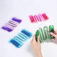 (D) Squishy Sensory Tubes Filled With Goo-Glitter- Non-Toxic, No-Mess, Squeezable Fidget Tube Stress Relief Toy For Kids Adults