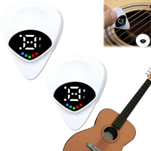 2 in 1 Digital Guitar Tuner Pick with LED Display, Accurate Chromatic Tuning, 0.6mm Comfortable Pick, 2Pcs