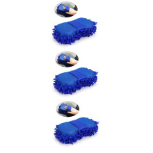 3pcs Car Wash Mitt Set with Soft Chenille Fibers for Scratch Auto Detailing and Cleaning