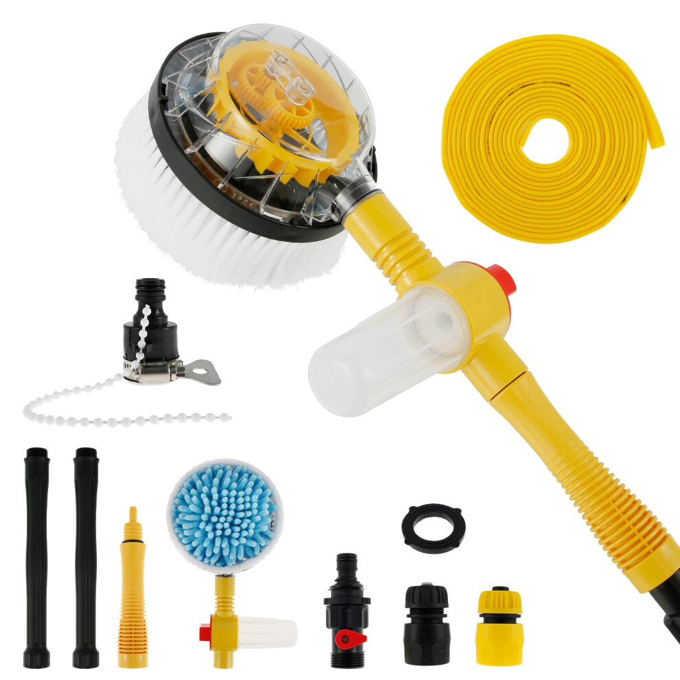 Self Foaming Car Wash Brush 360 Rotating Long Handle With Hose Soap Dispenser Soft Chenille Head 9073542068310