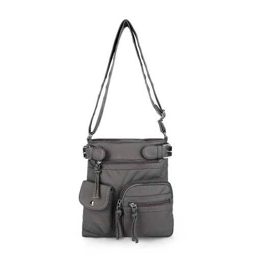 (Gray) Solid Color Women's Tote Bag Adjustable Shoulder Straps Suitable for Traveling