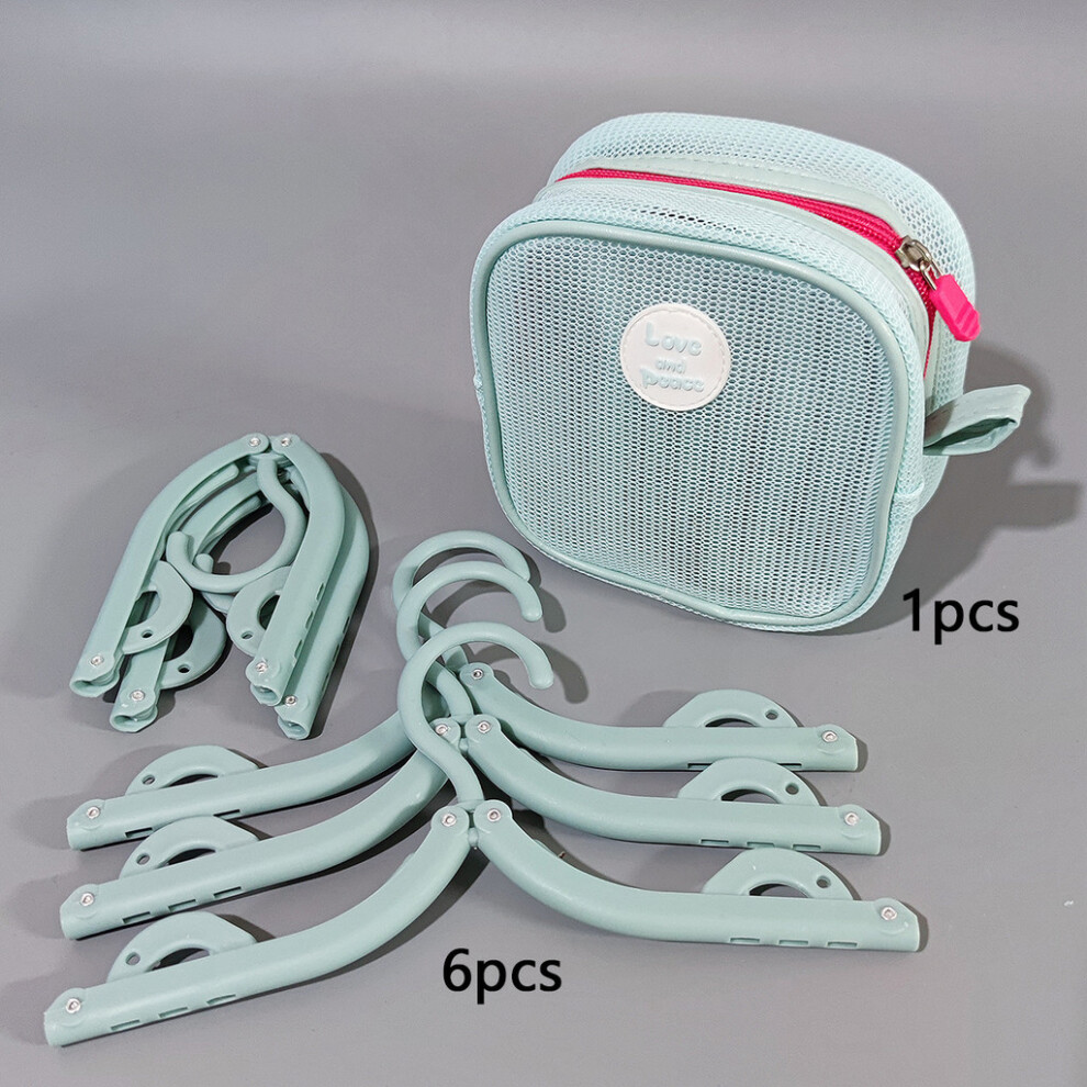 (Blue Excluding Clips) Travel Plastic Compact Hanger With Carry Bag And Clips For Packing Room Dorm 694726451859