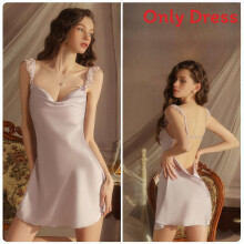 (LightPurple,L)Womens Stretchy Satin Sleepwear Robe Elastic Smooth Loungewear For Daily Indoor Relaxation