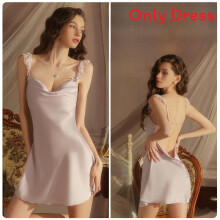 (LightPurple,M)Womens Stretchy Satin Sleepwear Robe Elastic Smooth Loungewear For Daily Indoor Relaxation