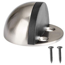 Heavy Duty Floor Mounted Door Stop with Rubber Bumper, Satin Nickel 2 Pack, Wall Protection Design