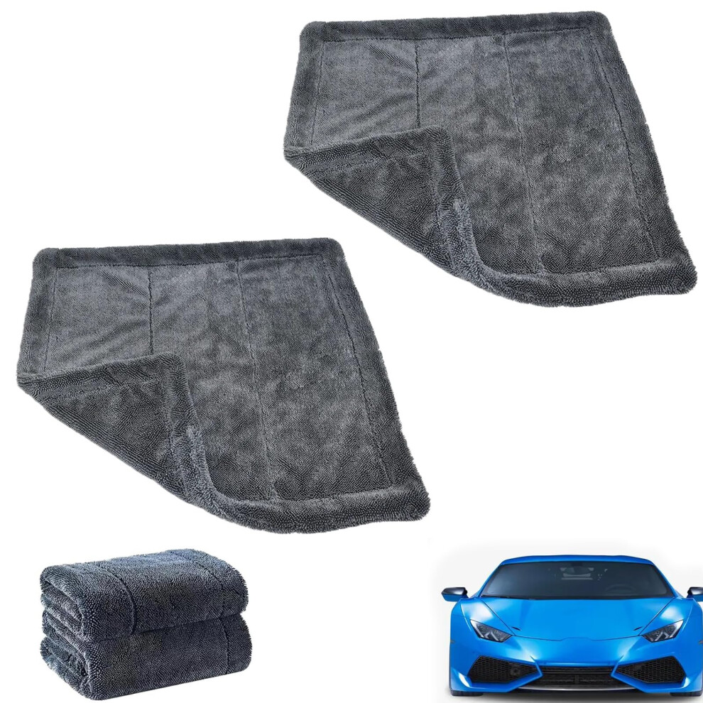 Twisted Loop Microfiber Car Drying Towel 2Pcs, Ultra Absorbent Streak Lint Cloth 9073542068990
