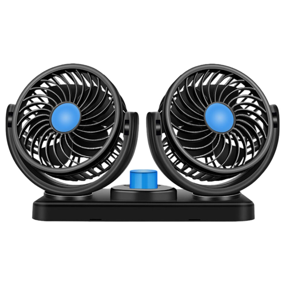 12V Dual Head Car Fan With 360 Rotation, Quiet 2Speed Cooling For Car Suv Truck Rv 9073542069058