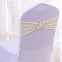 Ivory 10PCS Stretch Polyester Chair Sashes with Buckle for Wedding, Banquet and Party Decorations