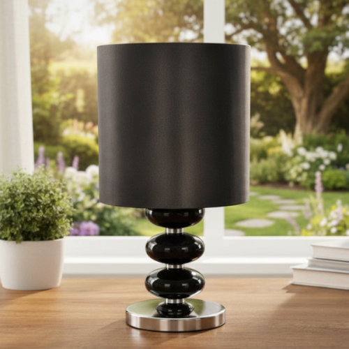 Montana Spheres 41.5cm Table Lamp Black Drum Shade