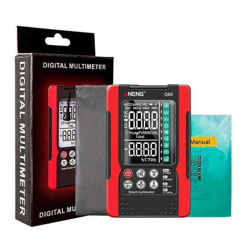 (Red) Digital Multimeter 6000 Counts True RMS Auto Ranging Voltmeter Volt Resistance