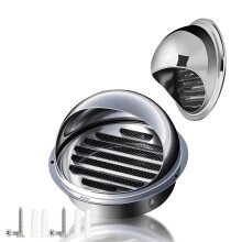 Stainless Steel Dryer Vent Cover 90mm 2 Pack, Weather‑Resistant Round Air Exhaust with Anti‑Dust Mesh for Exterior Wall and RV