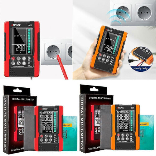 (Orange) Digital Multimeter 6000 Counts True RMS Auto Ranging Voltmeter Volt Resistance 1