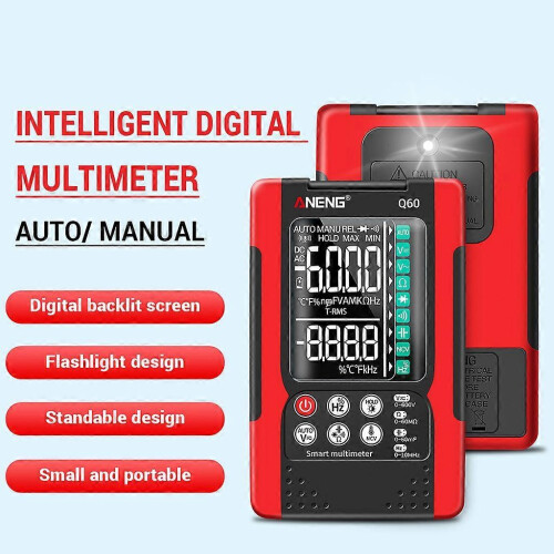 (Orange) Digital Multimeter 6000 Counts True RMS Auto Ranging Voltmeter Volt Resistance 2