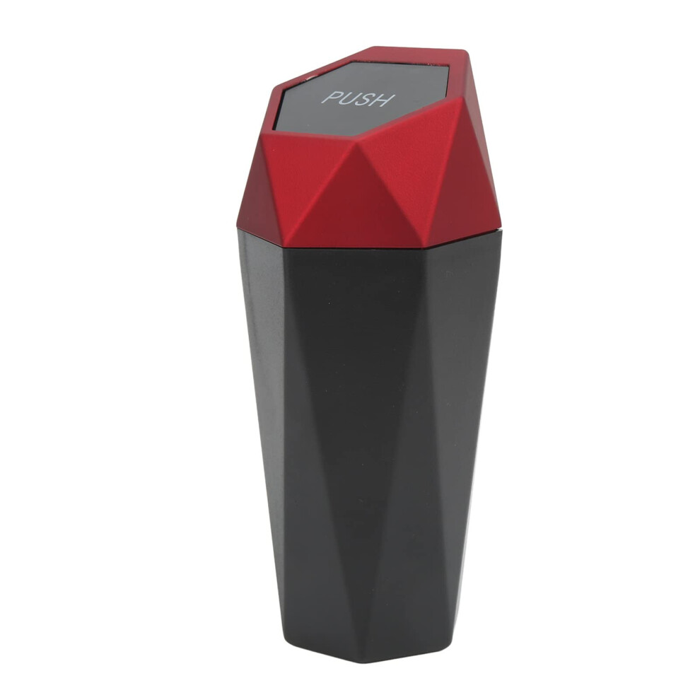 Leakproof Car Trash Can With Popup Lid, Compact Hexagonal Auto Trash Bin For Vehicle And Home Red 9771547922582