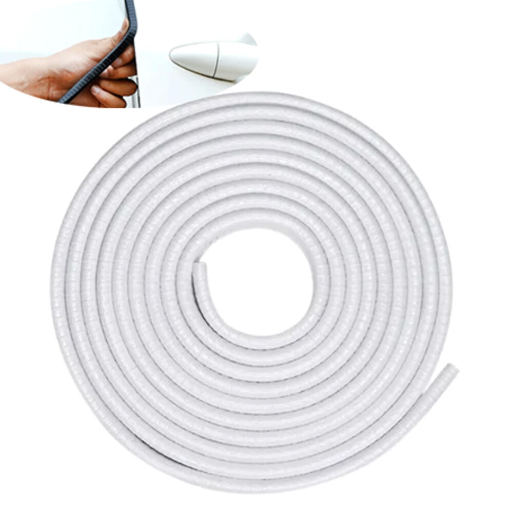 Car Door Edge Guard Strip With Metal Clip, Anticollision Rubber Seal Trim 5M Noise Reduction White 9073542069379