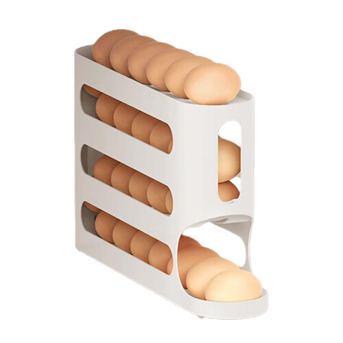 4 Tiers Eggs Holder For Refrigerator Prevents-White
