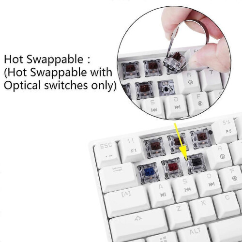 (GN, White) Mechanical Game Keyboard with Gateron Glacier Optical Switch RGB Programmable 2