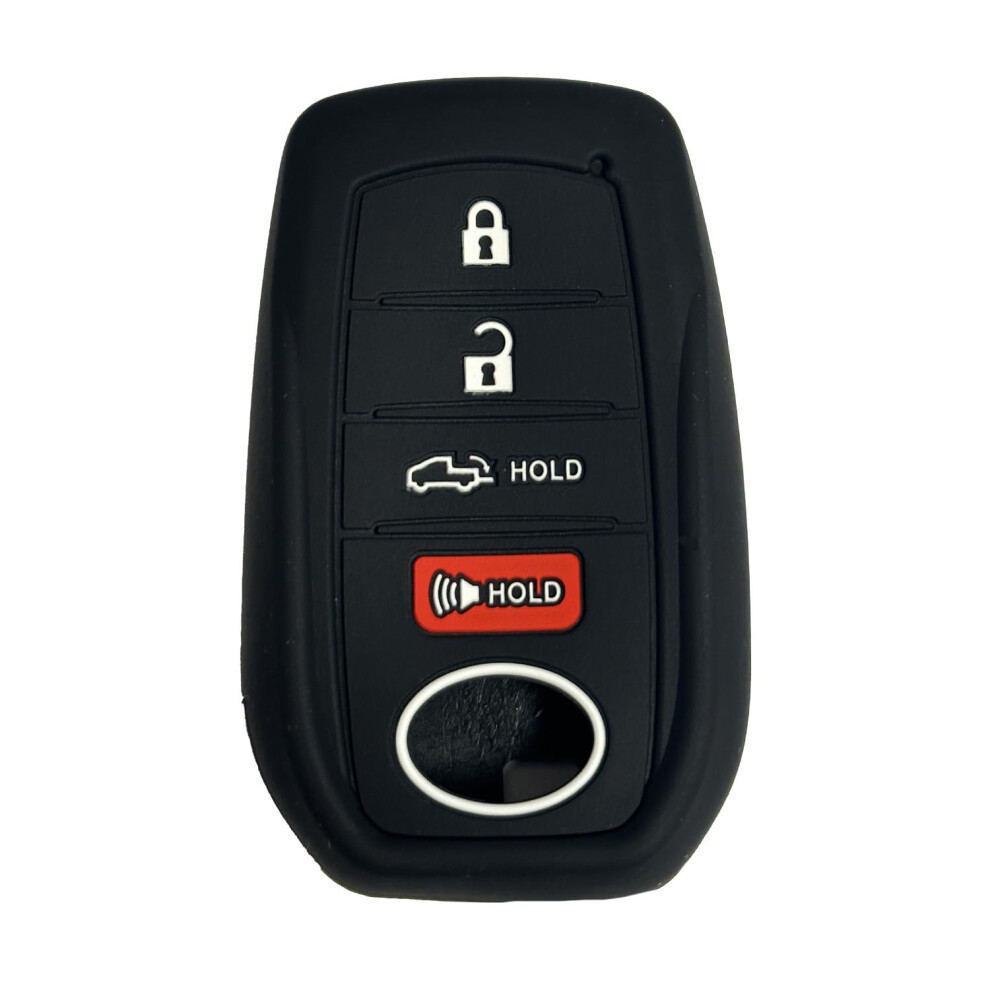 Silicone Key Fob Cover 4 Button Case Protector For Toyota Corolla Highlander Rav4 Camry Prius 2019Â2024 Black 9073542069751