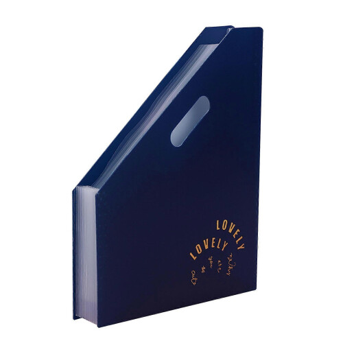 (Vertical section, Navy Blue) Multi-Layer Expandable Folder A4 13 Pocket Accordion Paper Organizer for Office
