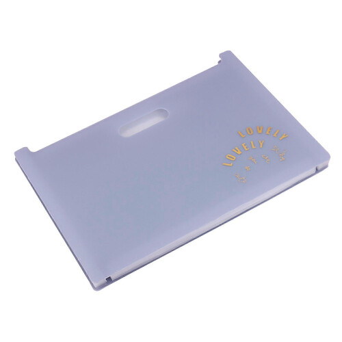 (Horizontal, Light blue) Multi-Layer Expandable Folder A4 13 Pocket Accordion Paper Organizer for Office