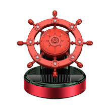 (Red) Car Air Freshener Ship Rudder Solar Energy Rotating Aromatherapys Interior Decoration Accessory Diffuser for Car & Home Red