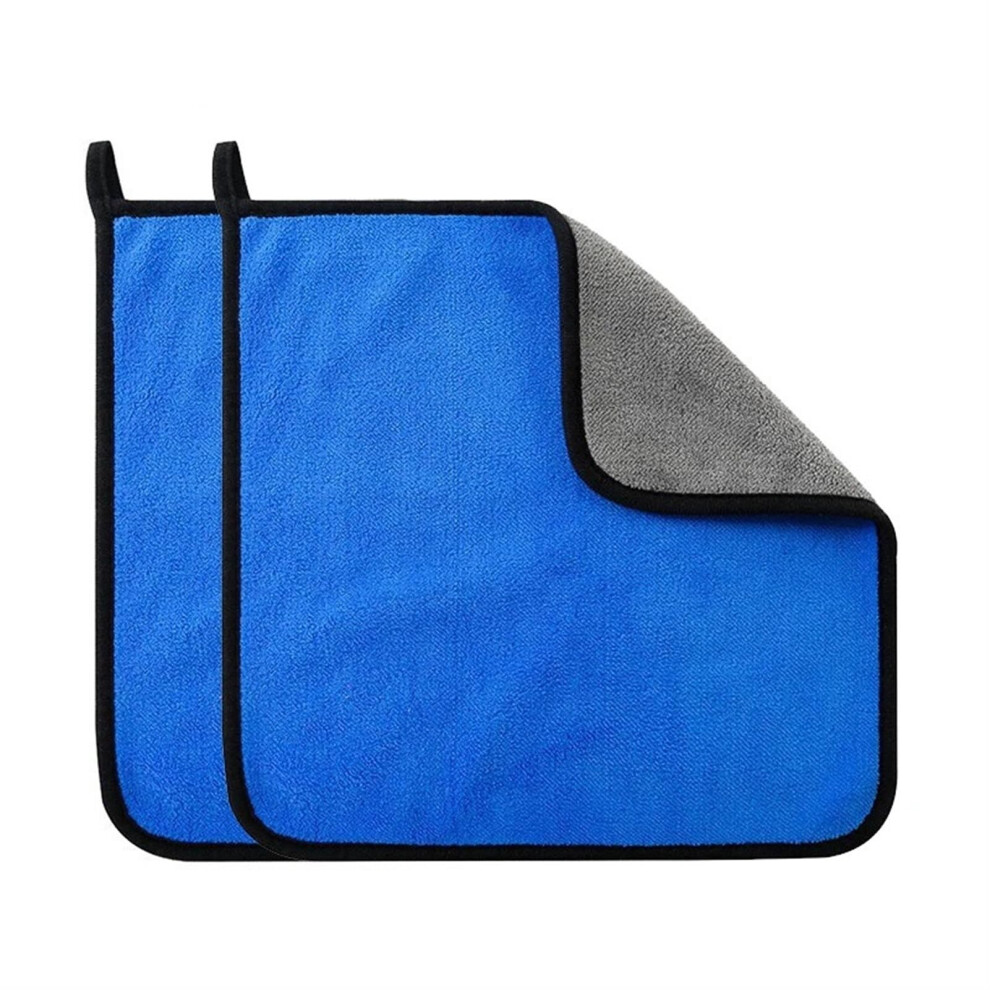 2Pcs Microfiber Car Wash Towel 30X40cm Super Absorbent Scratch Car Detailing Cleaning Cloth Blue 9351714548250