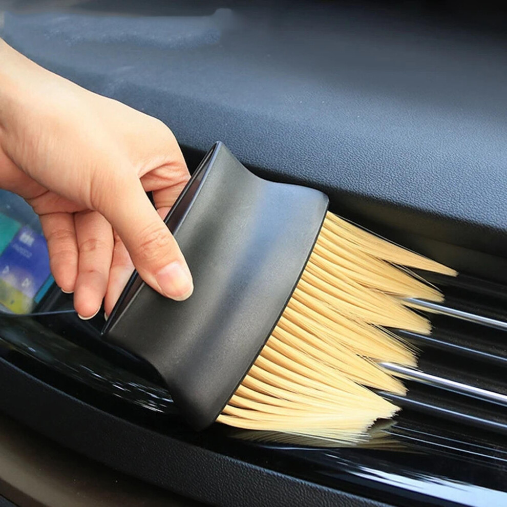 Car Detailing Brush With Soft Bristles For Air Vent And Dashboard Deep Dust Removal Scratch Cleaning Yellow 9330225400288