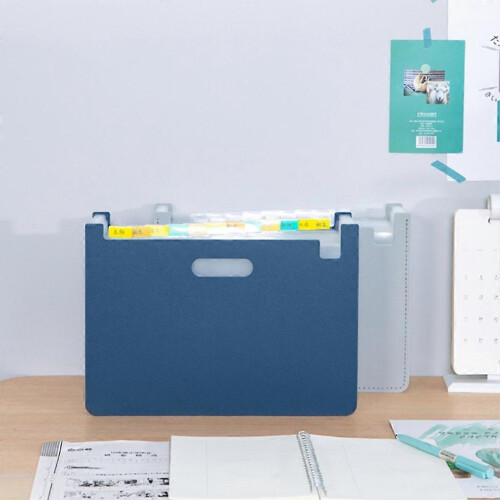 (Blue) 13 Pockets Expanding File Folder A4 Organizer Document Paper Storage Holder School Office Stationery 1