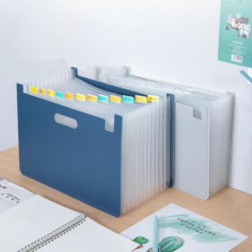 (Blue) 13 Pockets Expanding File Folder A4 Organizer Document Paper Storage Holder School Office Stationery 2
