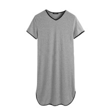 (XXXL, Gray) Muslim Sleep Robes Comfortable Men's Pajamas V Neck Sleepwear with Short Sleeves Muslim Solid Nightgown for Homewear Gray XL