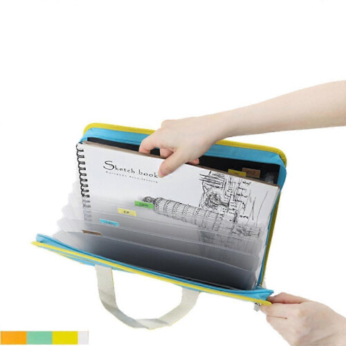 (Blue) Portable Expanding File Folders 13 Pocket Zipper Closure Document Organizers 1
