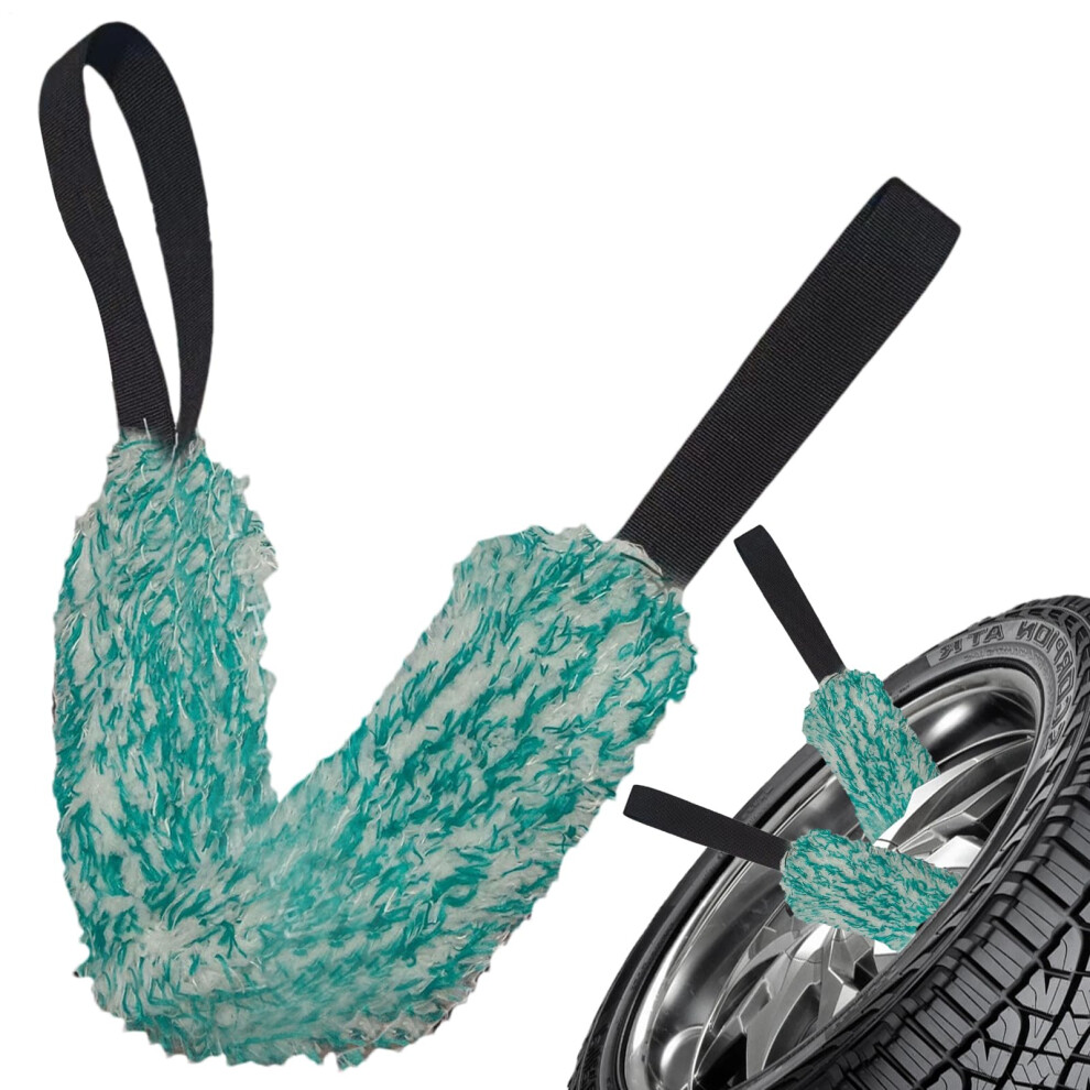 Plush Car Wheel Cleaning Towel With Doublesided Grip For Deep Rim Wash And Easy Dirt Removal Green 9771547923206