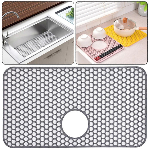 (C) Rectangular Silicone Kitchen Sink Mat Non-Slip Heat Proof Countertop Drying Mat for Daily Use 1