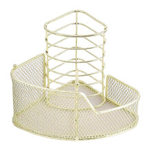 (Gold) Exquisite Rose Gold Stationery Holder Gold Mesh Pen Holder Stylish Phone Stand