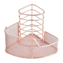 (Rose gold) Exquisite Rose Gold Stationery Holder Gold Mesh Pen Holder Stylish Phone Stand