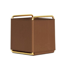 (Brown) Vintage Leather Cosmetics Holder for Case Remote Holder Box Art Craft Organizer
