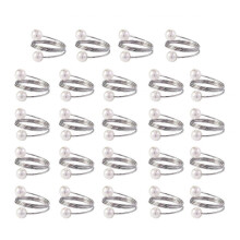 (1) Pearls Wedding Serviette Holder Napkin Buckles for Christmas Home Gathering