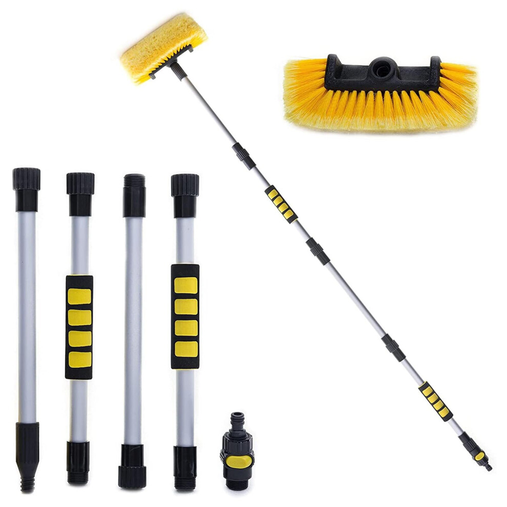 Car Wash Brush With Detachable Handle, Soft Bristles For Scratch Cleaning, Flow Thru For Car Truck Rv Boat Yellow 9073542069997