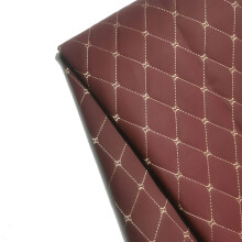 Thick Quilted PU Leather Upholstery Fabric with Foam Padding for Car Interior and Seat Cover, Burgundy 1.4x5m