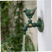 Outdoor Brass Garden Faucet Vintage Wall Mounted Spigot with Decorative Pigeon Handle RustResistant Design