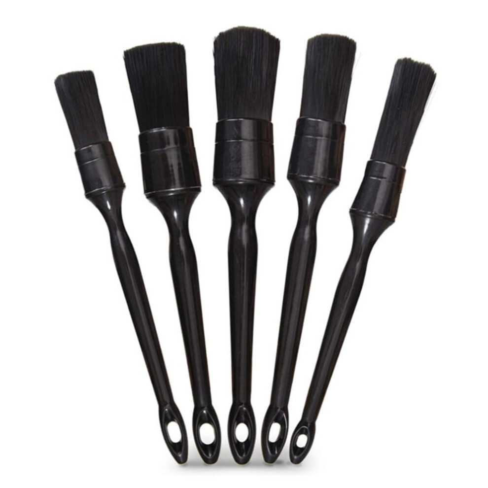 5 Pack Car Detailing Brush Set With Boar Hair Bristles For Scratch Cleaning Wheels Vents Dashboard 9351714548717